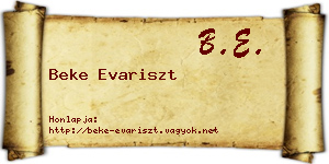 Beke Evariszt névjegykártya
